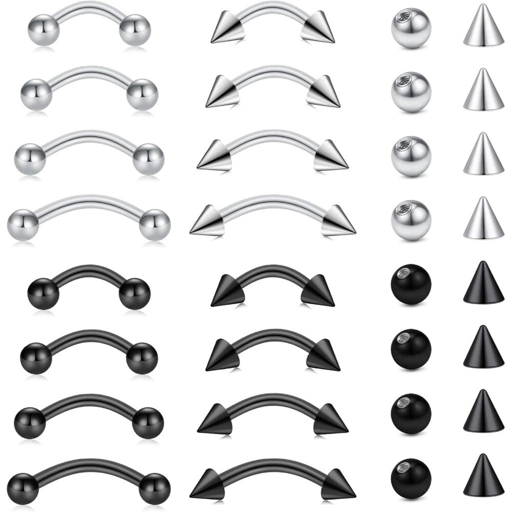 Eyebrow Piercing Jewelry Surgical Steel Curved Barbell Tiny Eyebrow Ring Vertica